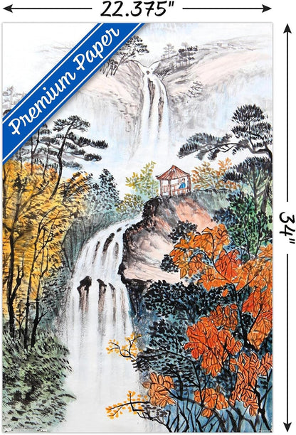 Trends International China Landscape with Waterfalls Wall Poster, 22.375" x 34", Premium Unframed Version