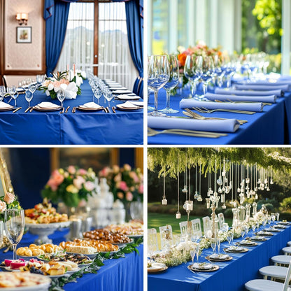 90x132 Inch 2 Pack 6ft 8ft Rectangle Tablecloths Royal Blue Tablecloth for Washable Decorative Linen Polyester Table