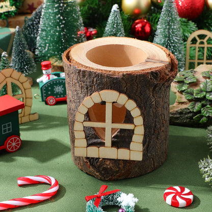 25 Pcs Unfinished Wood Fairy Door and Window Kit, Unpainted Miniature Oak Wooden Garden Doors Blank Windows for Crafts, DIY Fairy House Accessories for Wall Tree Dollhouse Decoration