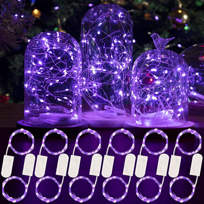12 Pack 7ft 20LED HXWEIYE Fairy Lights Battery Operated, Mini Twinkle String Light for Mason Jar DIY Wedding Table
