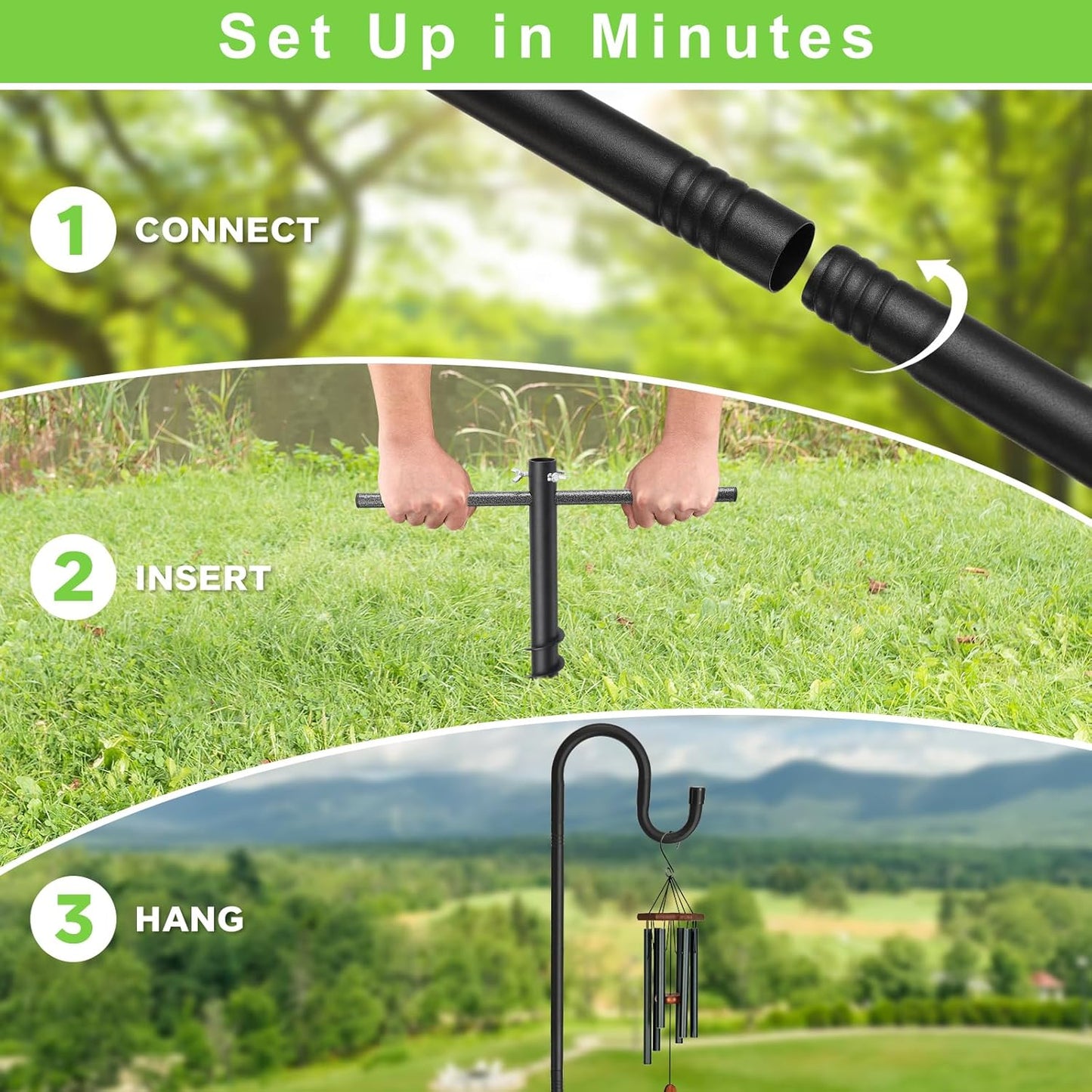 Feblomst 94" Hummingbird Bird Feeder Pole, Shepherds Hooks for Outdoor Heavy Duty, Feeders Stand for Hanging Plants
