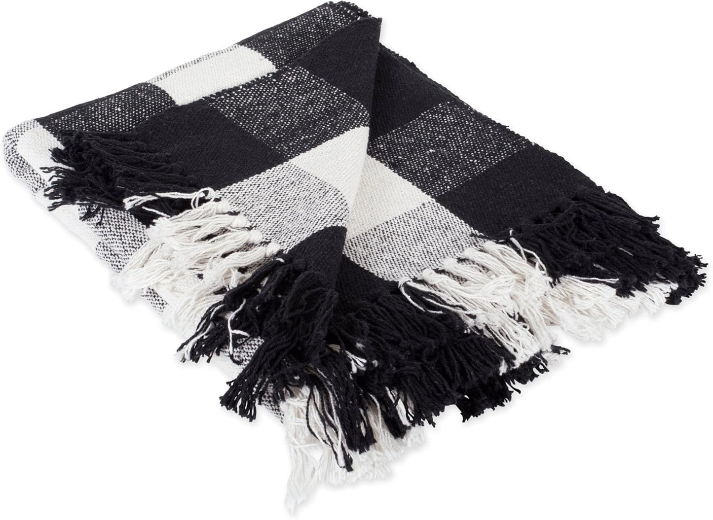 DII Buffalo Check Collection Rustic Farmhouse Throw Blanket, 50x60, Black/White