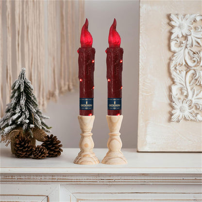 Gedengni Magical Candlesticks Flameless Taper Candle, 2pcs Red LED Tapered Candles Remote Dipped Candle 6inch Battery Chandelier for Enchanting Weddings and Harry Potter Inspired Vigils(LW4P-RE)
