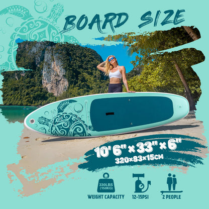 FEATH-R-LITE Inflatable Paddle Board Stand Up Paddleboards for Adults SUP with Complete Premium Accessories Pump, Adjustable Paddle, Leash, Three Fins, Waterproof Phone Bag, Repair Kit, Backpack