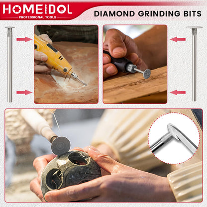 20Pcs Diamond Sanding Bit Compatible with Dremel Polishing Kit, HOMEIDOL T Shape 3/32"(2.35mm), 1/8"(3mm) Diamond Bits Rotary Tool Accessorie for Carving, Engraving, Grinding, Stone, Rocks, Jewelry