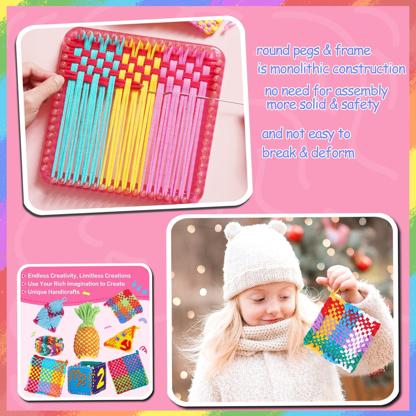 REENLIV Upgraded Weaving Loom Kit Toys for Kids & Adults, DIY Arts & Crafts, Easy Potholder Loom Knitting Activity for Beginners, Ideal Gifts for Girls Ages 5 6 7 8-12 13 Years Old, 252 Craft Loops