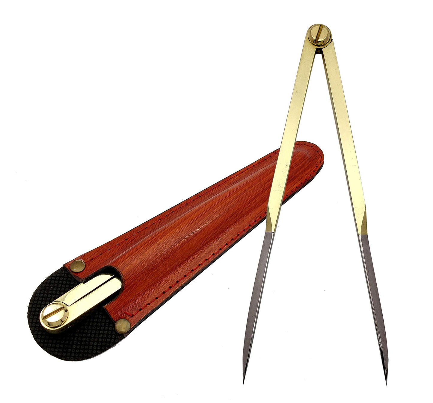 5MOONSUN5's Vintage Navigation Straight Pattern Artist Divider Solid Brass Drawing Tool Professional 7” Long Solid Brass with Heavy Duty Stainless Steel Point Tool for Art Projector with Leather Case