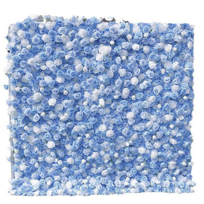 Artificial Flower Wall Backdrop Panels,Blue And White Roses Handmade Romantic Large Fabric-Based 3D Simulated Flower Wall Background Wall,Wedding Decoration Props Decorative C,3m*3m/10*10FT
