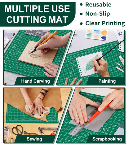 Self Healing Cutting Mat 3 Packs, 12×18 Inch Fabric Cutting Mats for Crafts, Double Sided Sewing Boards for Quilting Hobby Scrapbooking 5 Layers