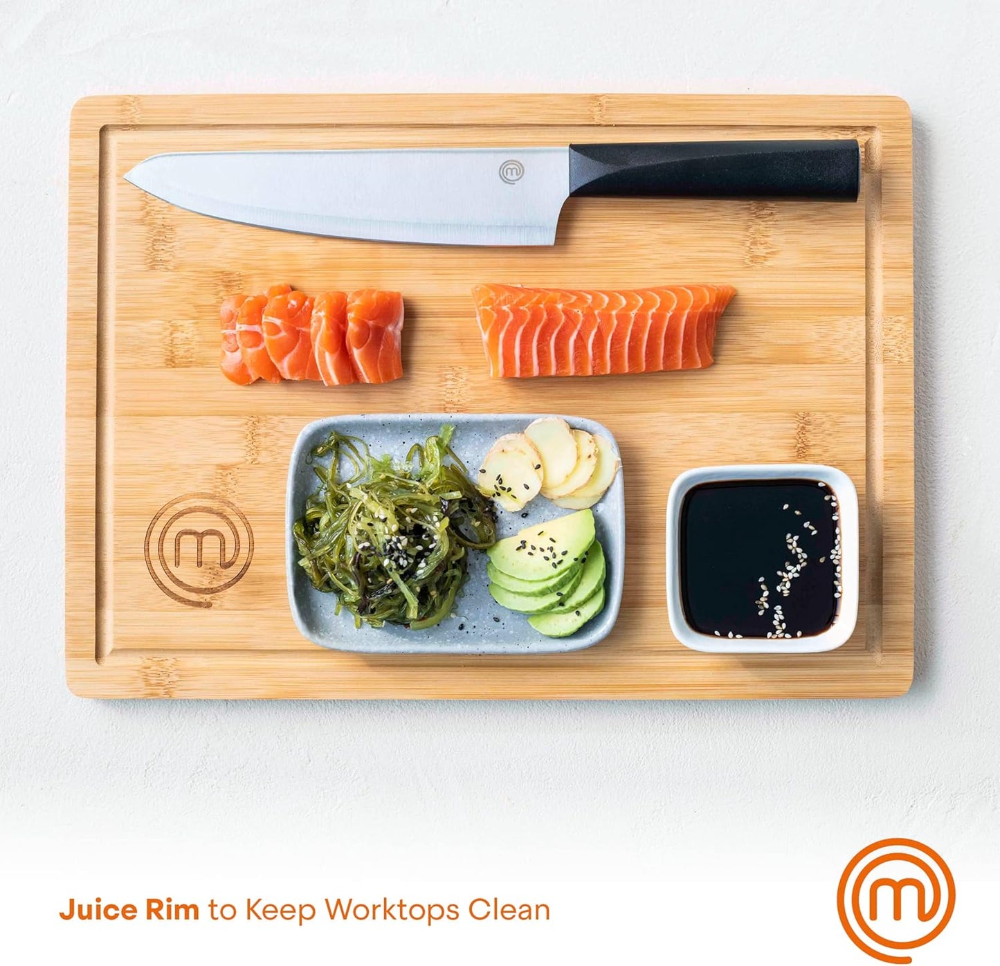 MasterChef Bamboo Cutting Board for Meat, Large Butcher Block Countertop, 18" x 12" Organic Surface