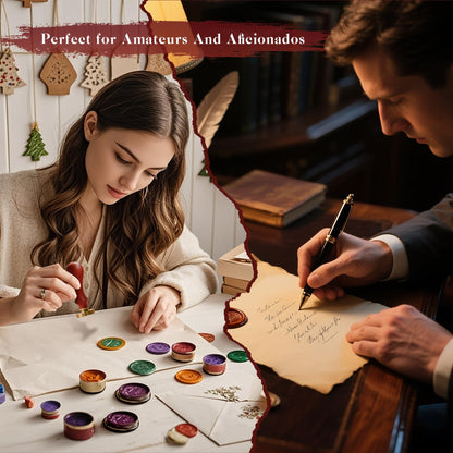 TRINIDa Wax Seal Kit, Premium Wax Seal Stamp Kit with 24 Colors 624 Pcs Beads, Metallic Pens, Warmer, Spoon and Tea Candles for Wedding Invitation, Letter Envelope, Gift Cards & DIY Crafts