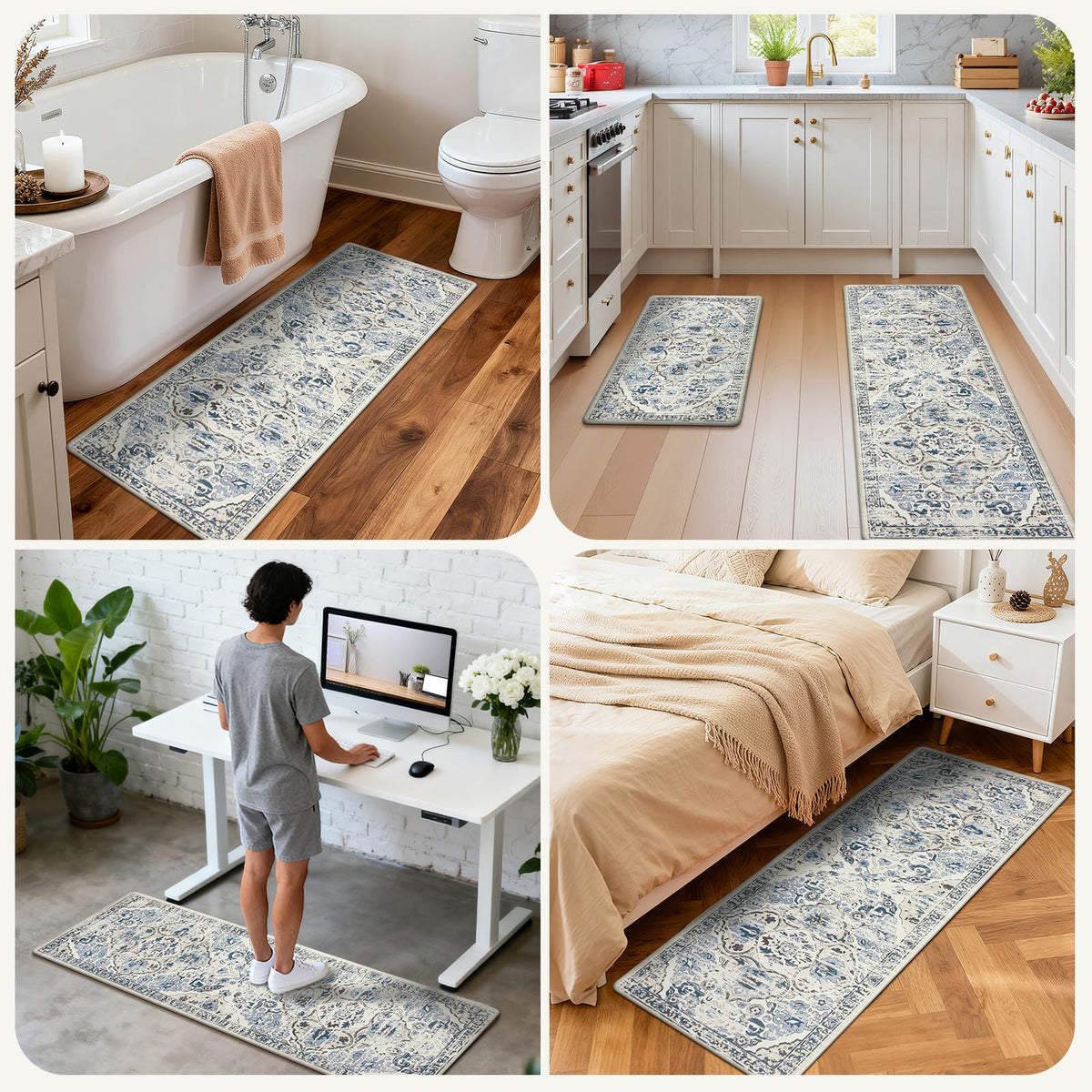 Ileading Anti Fatigue Kitchen Rugs Sets of 2 Cushioned Kitchen Mats for Floor Waterproof Kitchen Mat Set Non Slip Comfort Standing Mat for Kitchen, Office, Sink, Laundry