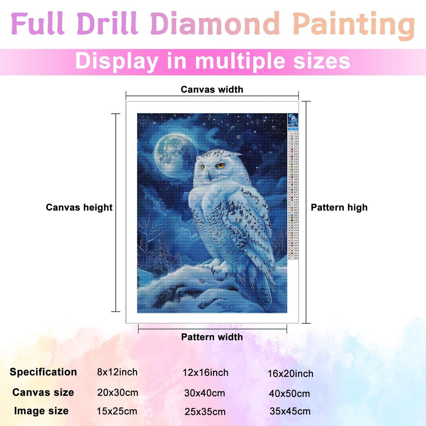 Diamond Painting Kits for Adults Owl on Snowy Mountain DIY 5D Diamond Art Kits for Beginners Full Drill Diamond Crystal Craft Kits for Home Wall Art Bedroom Decor Gifts 12x16 inch
