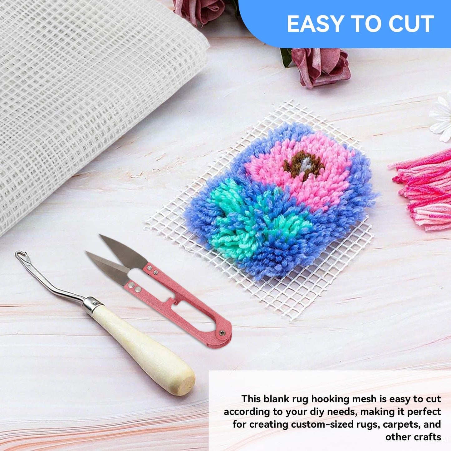 Tomedny Latch Hook Mesh, Blank Rug Hooking Mesh Latch Hook Canvas Carpet Rug Knitting Cloth Accessory Tools for Crafts Supplies Making Embroidery Decoration (Grid Cloth 150 * 100cm)