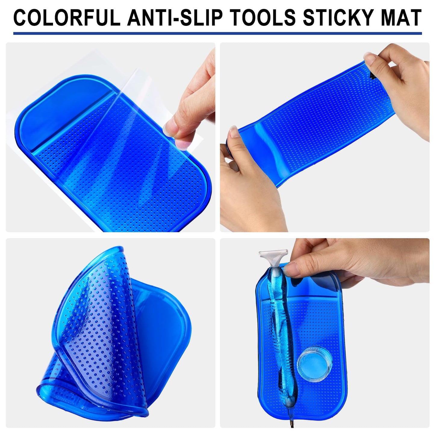 Outus 31 Pcs 5D DIY Diamond Tools Kit with Handmade Resin Painting Pens, Anti-Slip Mats, Plastic Diamond Trays, Clay Boxes, Drill Point Accessories for Adults DIY Craft(Sky Purple, Blue)