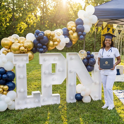 VIHOSE 3 Pcs LPN Party Decor LED Marquee Letter Lights LPN Nurse Sign Congrats Licensed Practical Nursing Grad Lights Decoration for Nursing College Graduation Party Decor Nurses Week Supplies