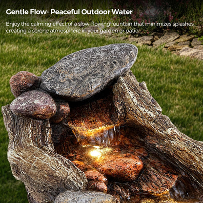 Jocoevol 60" Long Cascading Outdoor Rock Water Fountain, 5-Tier Tranquil River Waterfall, Realistic Rock Design, Serene Flowing Water Sound for Outdoor Garden, Patio, Landscaping, Home Decor