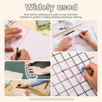 65 PCS Sewing Rulers, French Curve Ruler for Pattern Making Set, Sewing Curve Ruler Kit with Felt Bag,Sewing Clips,Tracing Wheel,Curved Ruler and Colorful Straight Pins for Sewing
