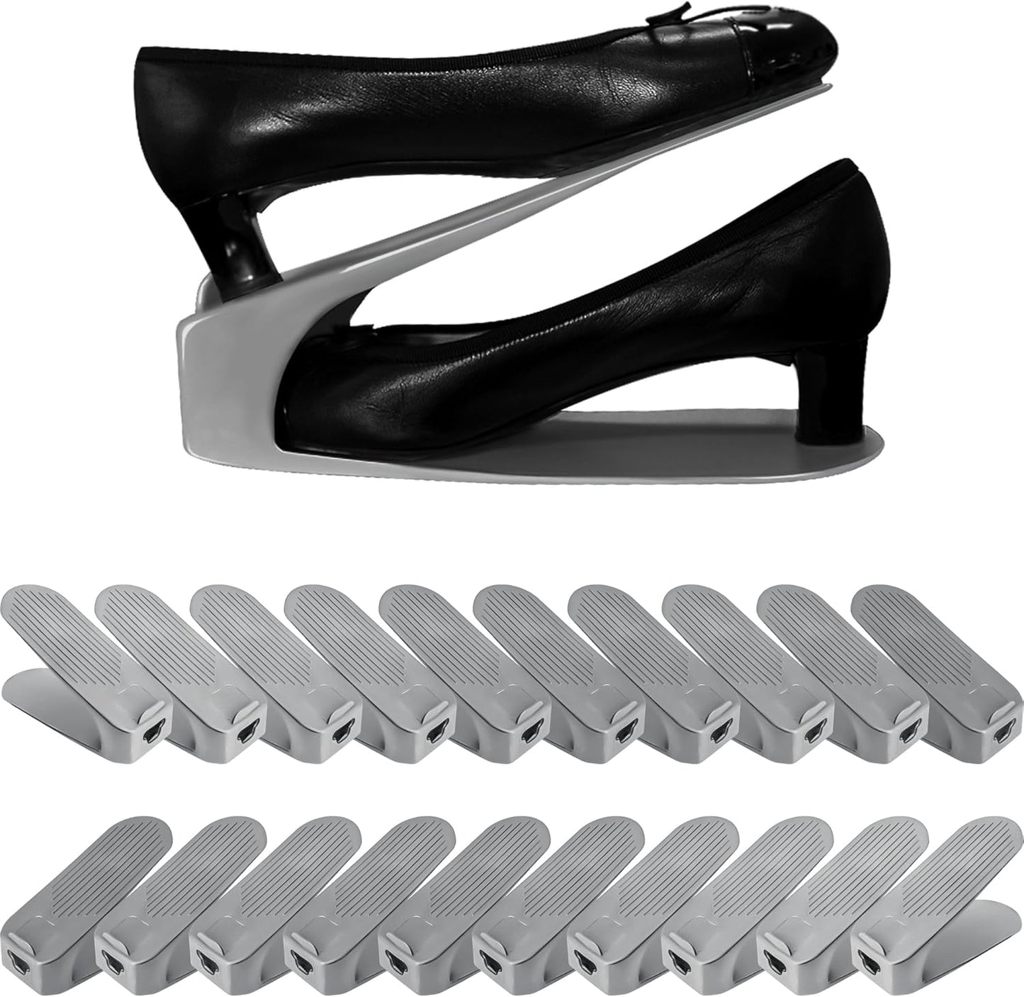 20 Pack, Closet, One-Piece Shoe Slot Organizer Space-Saving Stackers for Entryway & Shoe Rack | No Assembly Needed