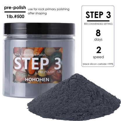 Hohohen 4 Pounds Rock Tumbler Grit Kit Abrasive Media Rocks Tumbling Grit and Polish Refill Stone Polishing Silicon Carbide & Aluminum Oxide Fit for Any Rock Polisher