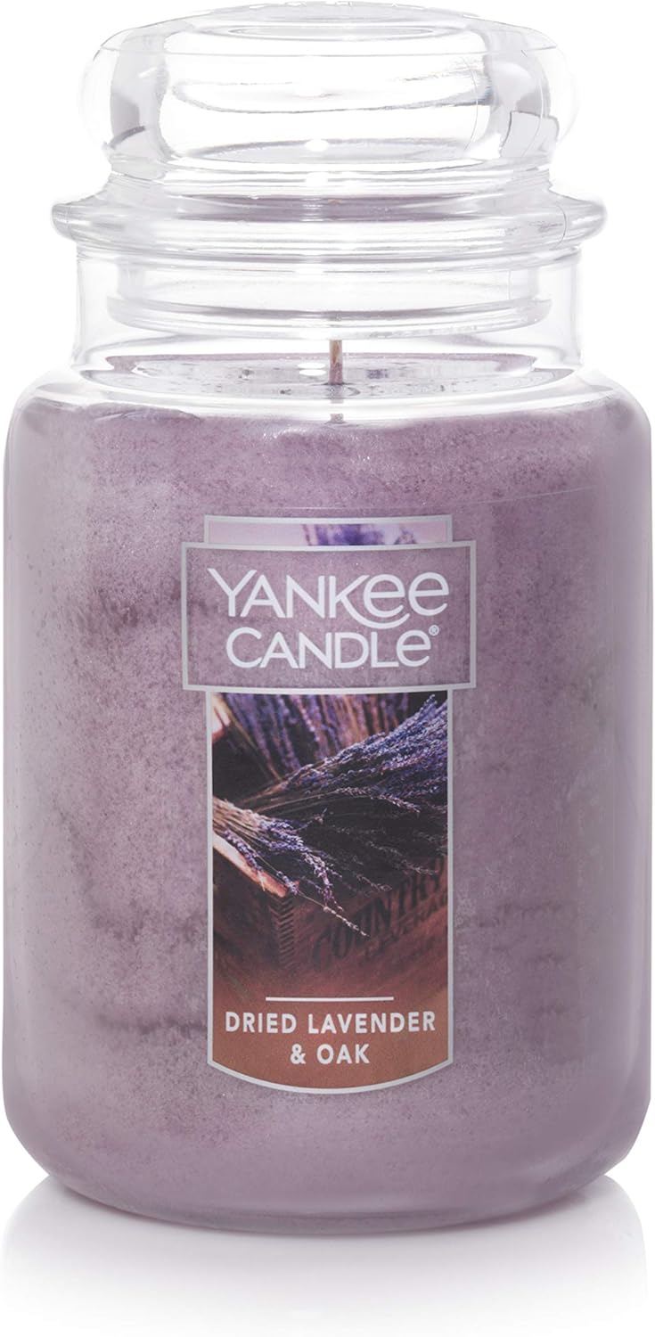 Yankee Candle Dried Lavender & Oak Scented Classic 22 Oz Jar, Single Wick Aromatherapy Candle