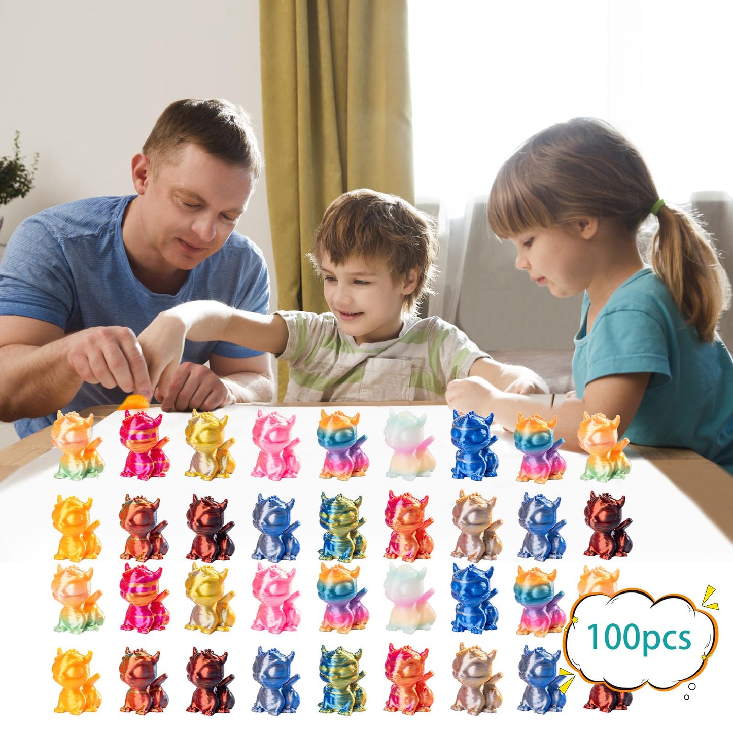 Teenzee 100pcs Mini 3D Printed Animals Tiny Dragon Plastics Figures Miniature Little Small Animals Figurines Bulk for Micro Fairy Garden Landscape Accessories Hide Crafts Decor Aquarium