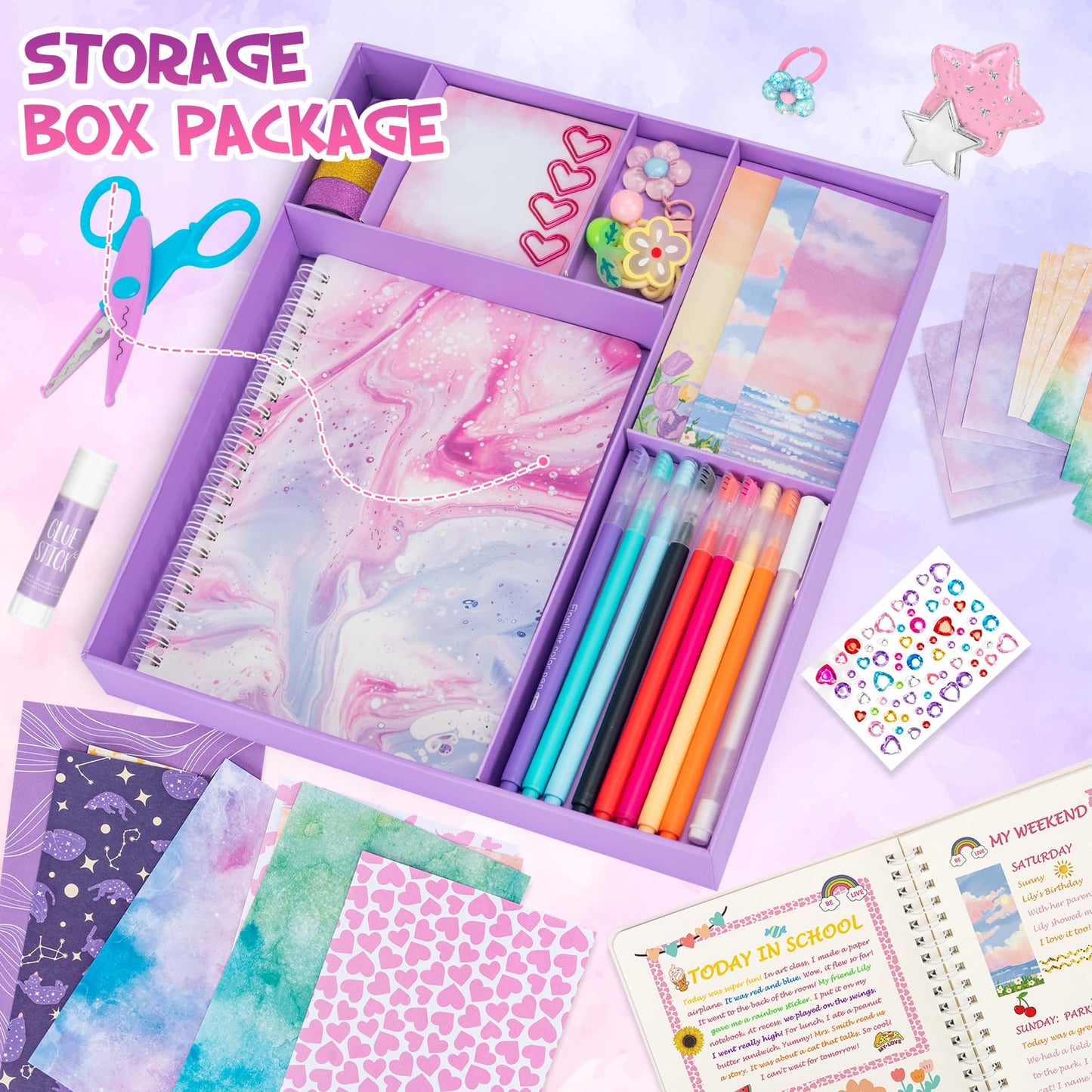 QIYVLOS 2 Pack DIY Journal Kit for Girls, Journaling Diary Toys for Ages 8-13, Arts and Crafts Birthday Stationery Set Gifts for Teen Girls Ages 8 9 10 11 12 13 14 Year Old