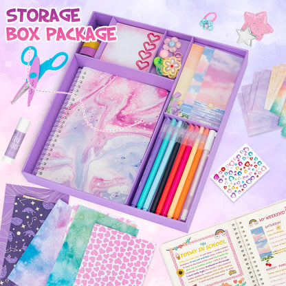 QIYVLOS 2 Pack DIY Journal Kit for Girls, Journaling Diary Toys for Ages 8-13, Arts and Crafts Birthday Stationery Set Gifts for Teen Girls Ages 8 9 10 11 12 13 14 Year Old
