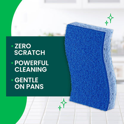 Scotch-Brite Zero Scratch Scrub Sponge, Non-Scratch Sponge, 12 Kitchen Sponges for Cleaning Around Home, Bathroom & More, Effective + Gentle Dish Scrubber, Best for Nonstick Pots and Pans