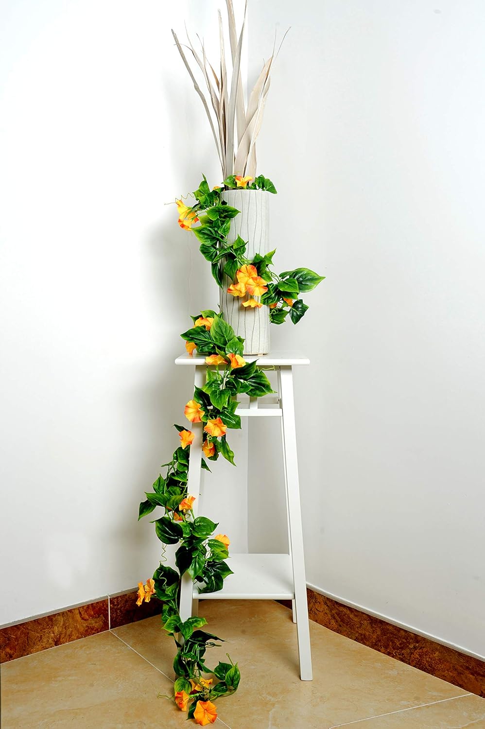 AirSun Artificial Morning Glory Flower Vines, 2pcs 15Feet Silk Garland for Home Garden Decor