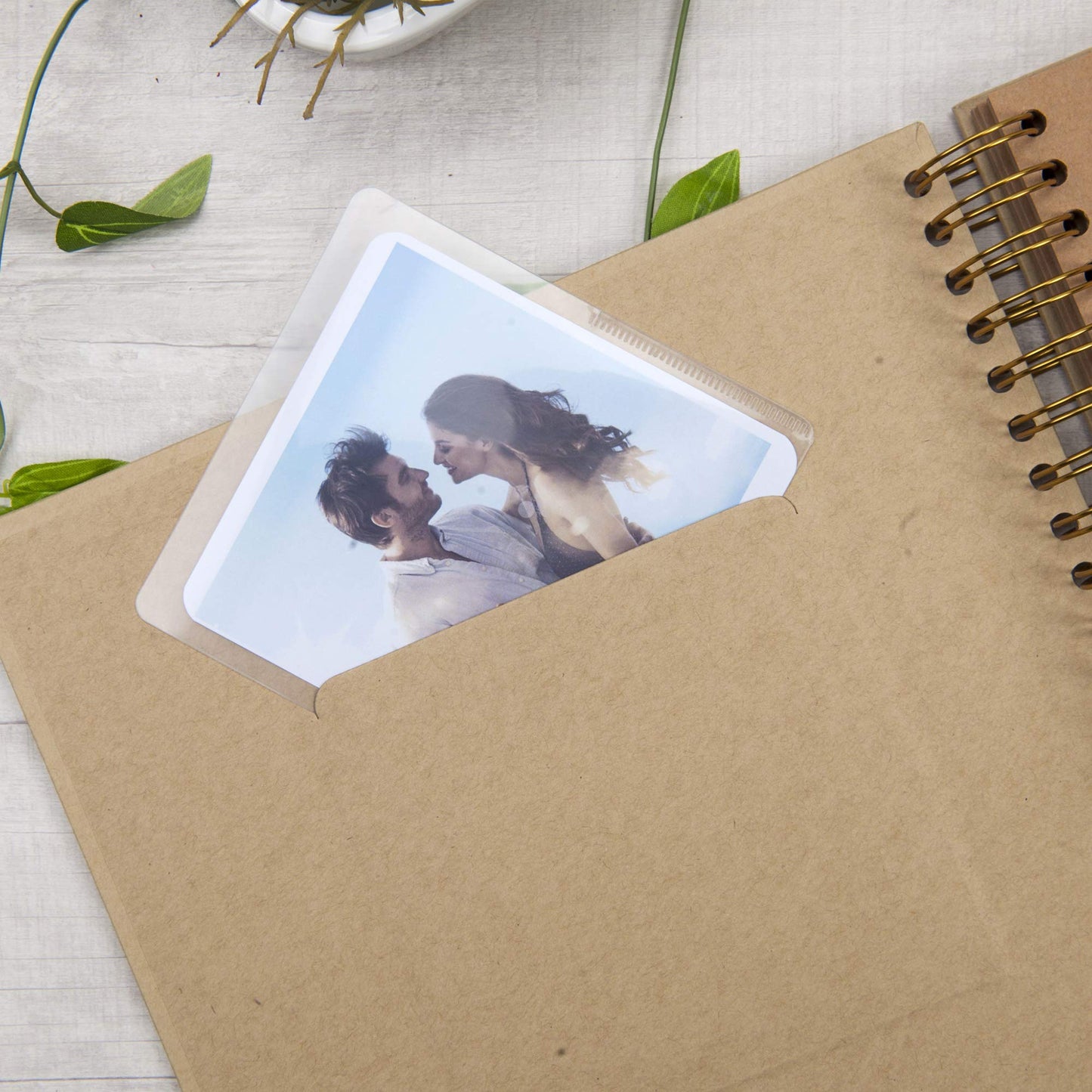 10 x 10 Inch DIY Scrapbook Photo Album with Window Design Cover 80 Pages Craft Paper Memory Book for Weeding Anniversary Travel and Baby (Brown)