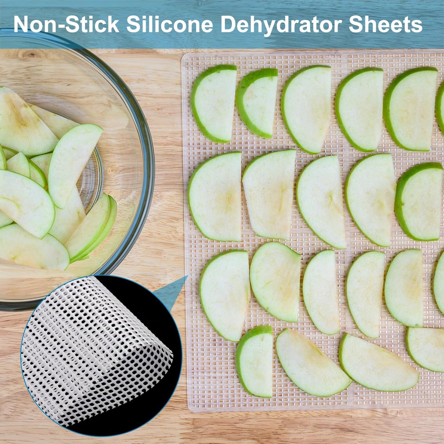 uxcell 11.4 x 14.6" Silicone Dehydrator Sheets, 5 Pcs Non-Stick Reusable Drying Mesh for Food Dehydrator, White