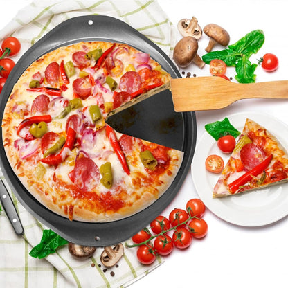 Pizza Pan, 14 Inch Nonstick for Oven with Widen Handles for Cooking, Baking, Grilling, Black