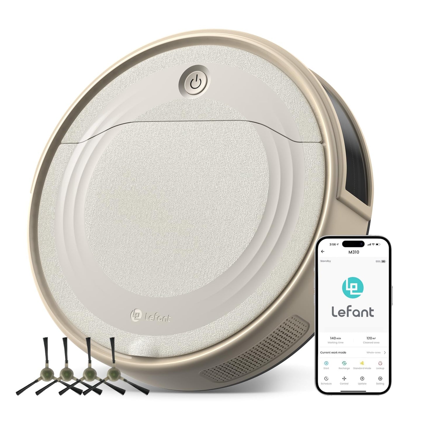 Lefant M310 Robot Vacuum Cleaner-4500Pa Suction, PreciSense Obstacle Avoidance, Brushless Motor, Quite, Slim, 160Mins, Self-Charging Robotic Vacuum, App/Wi-Fi/Alexa, Ideal for Pet Hair Hard Floor