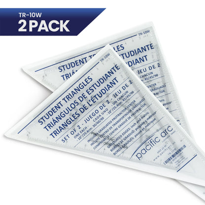 Pacific Arc - Triangle Set 10 Inch 30/60 & 45/90 - Student, Professional or DIY use. - 2 Pack
