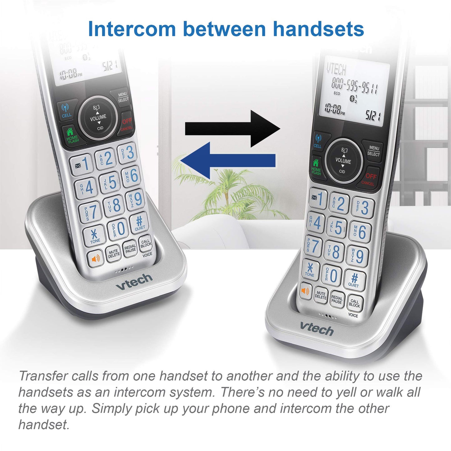 VTech VS112-4 Bluetooth 4 Handset Cordless Phone for Home with Answering Machine, Call Blocking, Caller ID, Intercom and Connect to Cell
