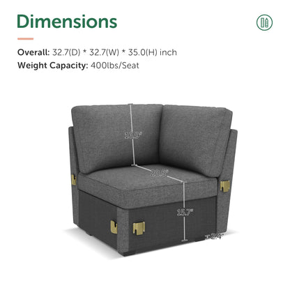 HONBAY Corner Seat for Sectional Sleeper Sofa, Corner Module for Modular Sleeper Couch with Pull Out Bed, Dark Grey