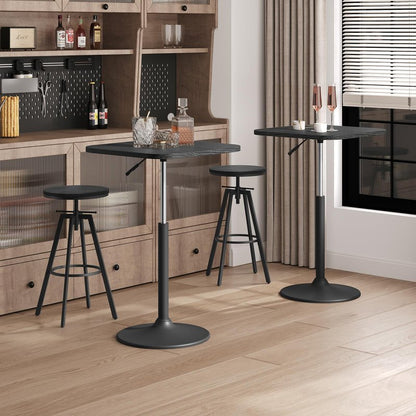 MAHANCRIS Bar Table, Height-Adjustable Pub Table 26.8-36.2 Inches, Cocktail Table with Base, Counter Height Tables for Small Space, Easy to Assemble, Black BTHB5501