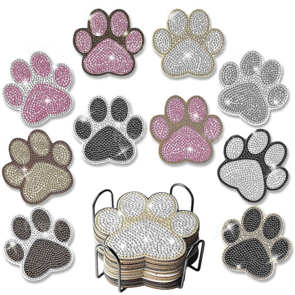 Lecqizu Diamond Art Coaster Set with Holder, DIY Sparkling Resin Painting, Gift for Family (Dog)