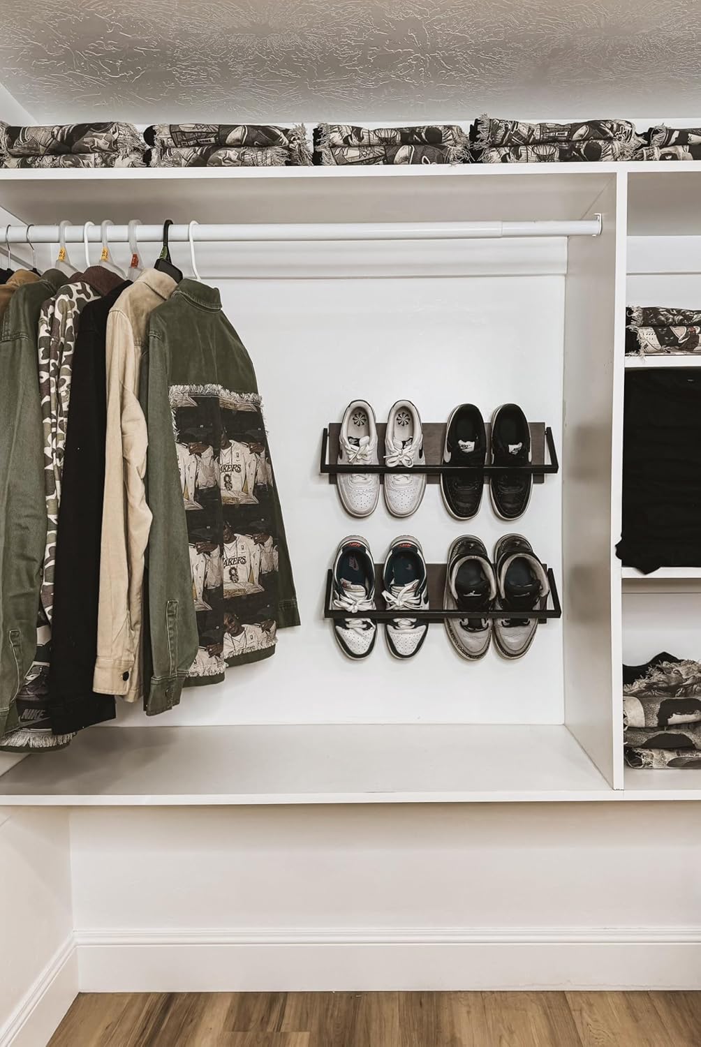 Set of 2 Wall Shoe Rack - Space Saving Wall Mounted Shoe Organizer - Durable Shoe Holder for Small Spaces - Wall Shelf