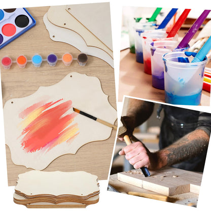 48 Pcs Unfinished Hanging Wood Sign Blank with Ropes, Wooden Plaque Hanging Rectangle Sign Slices Banners Ornament Wall Art Farmhouse Wooden Signs for Door Wall Art Decoration