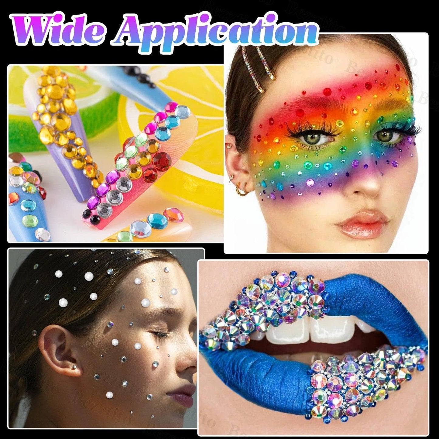 14000Pcs Colorful Flatback Rhinestones and Pearls for Bedazzling Kit, 2-6mm Resin Gems Bedazzling Rhinestone, 4-10mm Flatback Pearls Gems Rhinestones for Crafting DIY Face Makeup