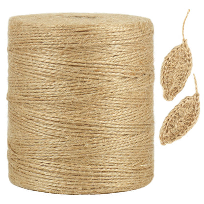 Tenn Well 1500 Feet Natural Jute Twine, 1mm Thin Brown Twine String for Crafts, Crocheting, Gift Wrapping, Gardening and Christmas Decorations