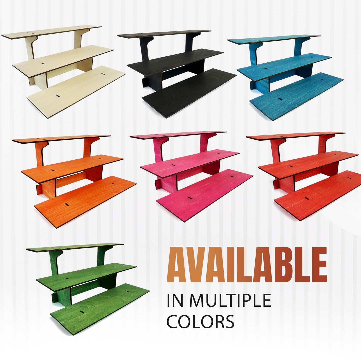 3-Tier Straight Retail Table Display Stand with Shelves for Products | 3 Step Straight Display Rack for Counter Top, Craft Shows, Farmers Market, Trade Shows, Pop ups, Soap Display, Candles (Red)