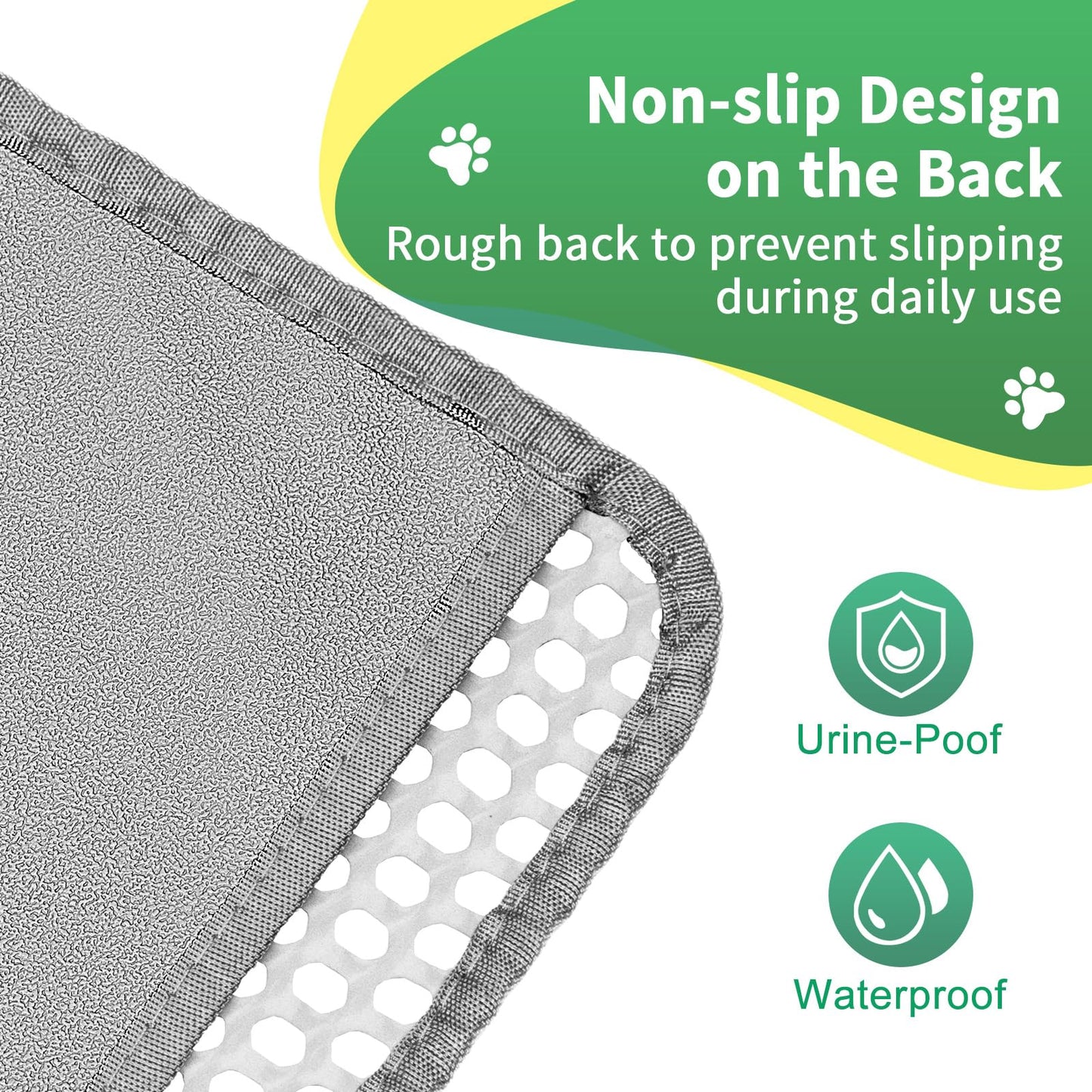 GRELY 35''X 25'' Large Litter Mat, 2 Layer Cat Litter Mat Litter Trapping Mat,Litter Box Mats for Floor, Cats Litterbox Catcher Rug for Kitty Pet, Waterproof Urine Proof,Non-Slip