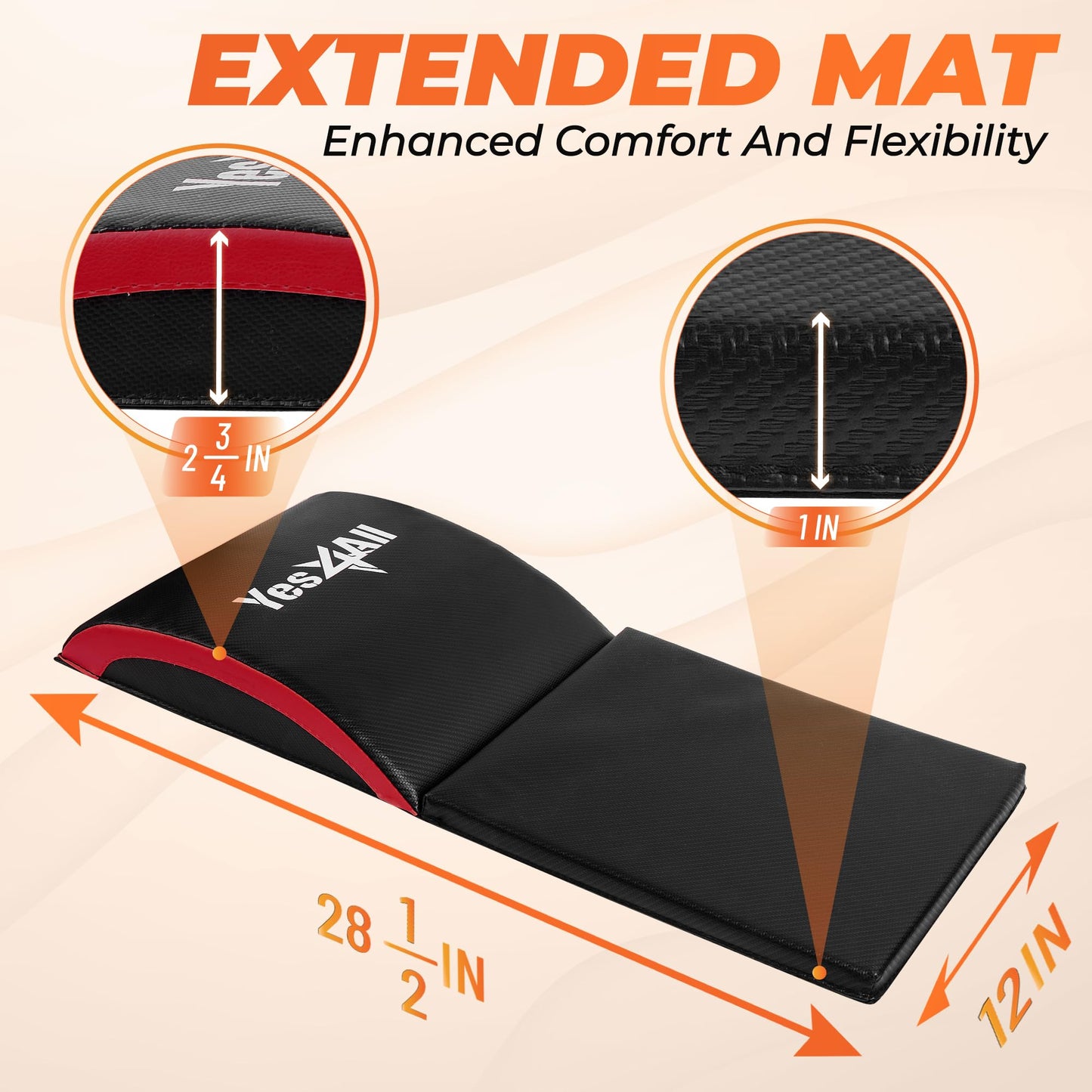 Yes4All Ab Exercise Mat Tailbone & No Tailbone, Foldable Abdominal Sit Up Support Pad, Abs Workout Equipment for Core Training and Lower Back