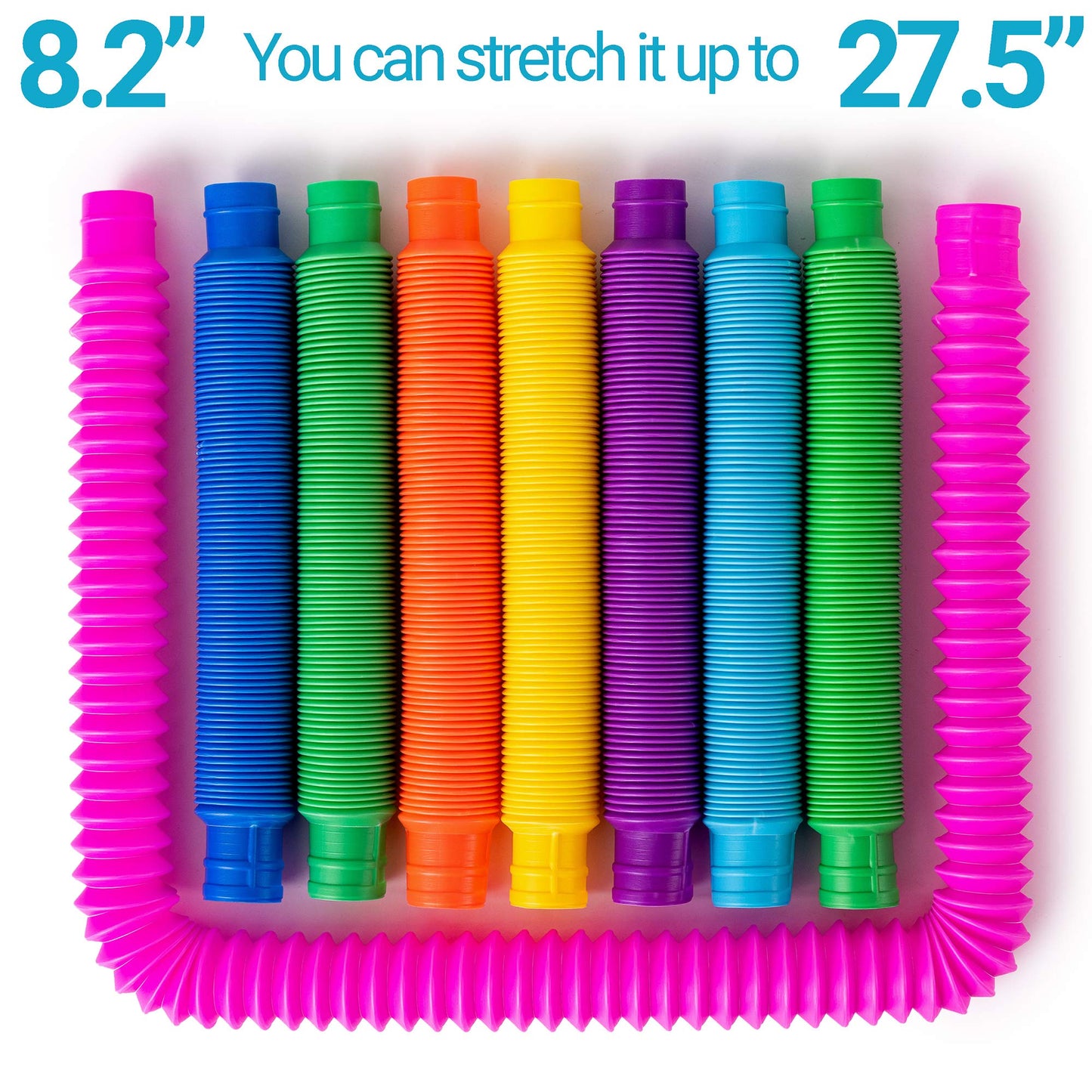 Nutty Toys Pop Tubes - Sensory Toys - Endless Creativity & Fun for Kids and Toddlers |8 Pack Large| - Connect & Pop! Top ADHD Autism Fidget 2025, Best Boy & Girl Easter Basket Stuffers Gift Idea