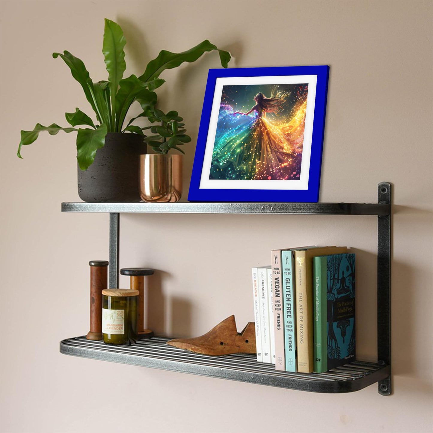 Betionol Diamond Painting Frames, Display 12x12in/30x30cm Diamond Painting Pictures or Photos, Blue Natural Solid Wood Picture Frame with Acrylic Protection Glass, Back Mat And Hanging Kit