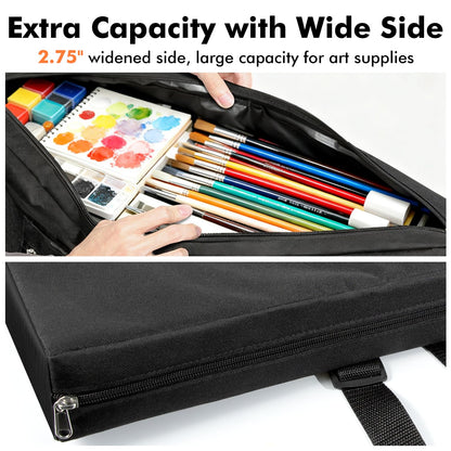 GOTIDEAL Large Art Portfolio Bag,Side Widening, 24x36 Inches Waterproof Art Portfolio Case with Shoulder&Handle Carry, Storage Carrying Bag for Artwork Sketch Drawing Canvas Photography Poster