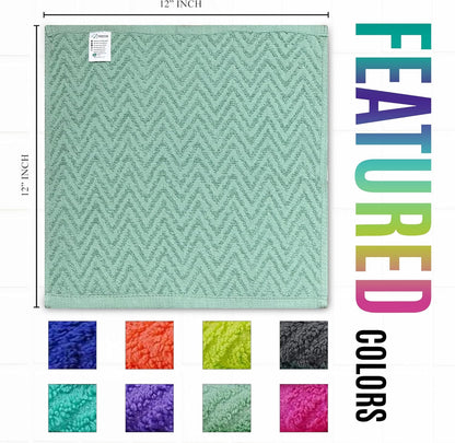 '-16 Pack -12" 12"- ZUPERIA Zigzag Multicolor Wash Cloths x Highly Absorbent Soft Washcloths for Face, Gym Towels, Hotel